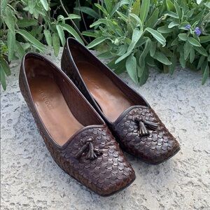 Sesto Meucci Womens 7 Leather Woven Dress Shoes Preppy Pumps loafers Italy